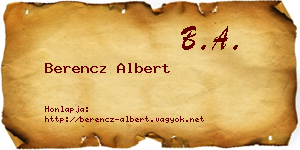 Berencz Albert névjegykártya