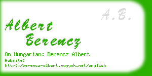 albert berencz business card